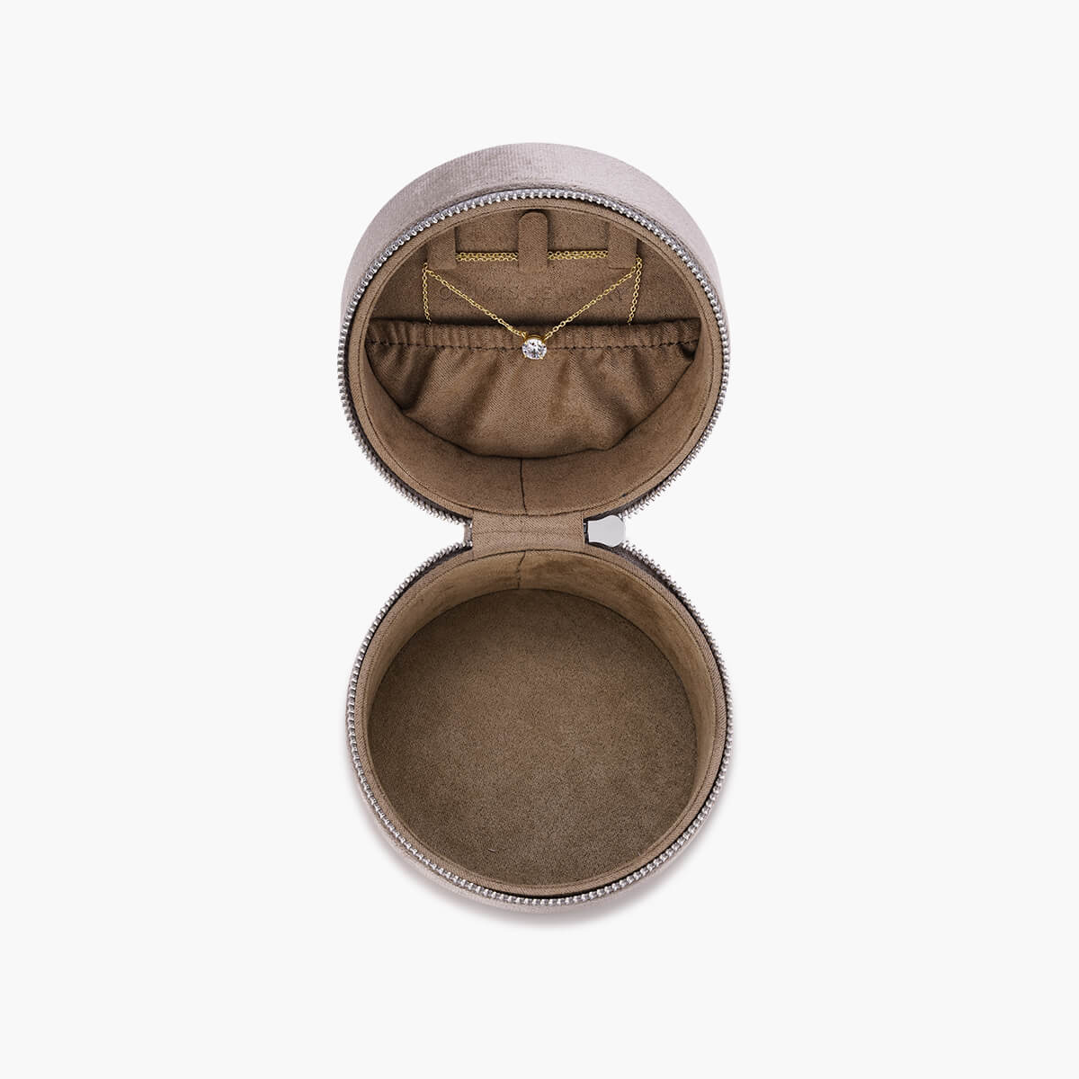 קופסת תכשיטים עגולה לנסיעות